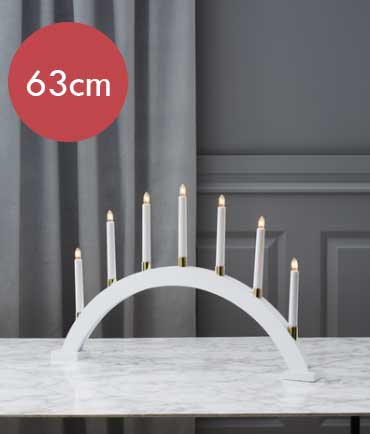 LED kandelaar wit -Gillian -lichtkleur: Warm Wit -met stekker -Kerstdecoratie