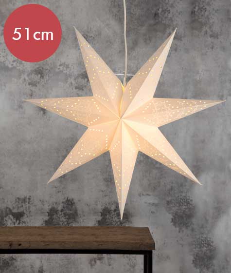 Kerstster met lamp -51cm -lichtkleur: Warm Wit -met stekker -Kerstdecoratie