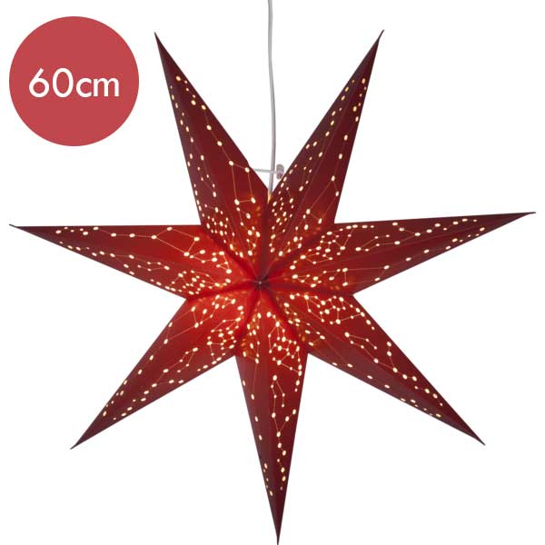 Rode hangende sterrenlamp Galaxy met E14 fitting -60cm -met stekker -Kerstdecoratie