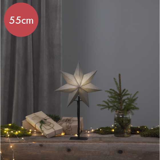 Zwarte kerstster Ozen -55cm -lichtkleur: Warm Wit -met stekker -Kerstdecoratie