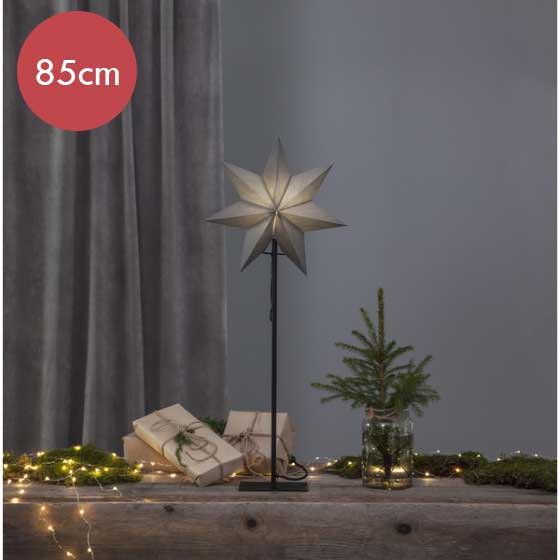 Zwarte kerstster Ozen -85cm -lichtkleur: Warm Wit -met stekker -Kerstdecoratie