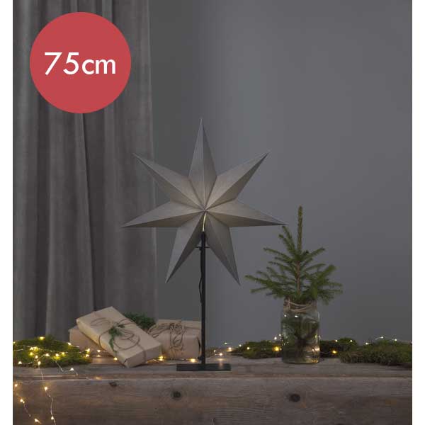 Grijze sterrenlamp Ozen met E14 fitting -75cm -met stekker -Kerstdecoratie