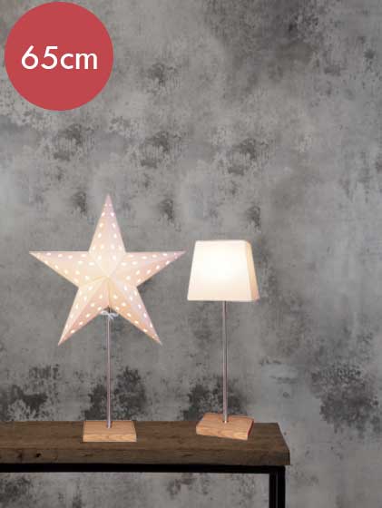 Staande kerstster duo Leo hout-65cm -lichtkleur: Warm Wit -met stekker -Kerstdecoratie
