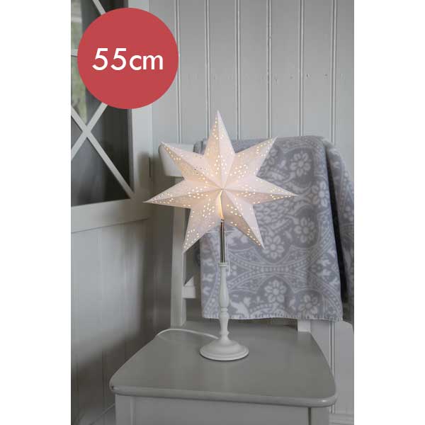 Witte sterrenlamp Romantic met E14 fitting -55cm -met stekker -Kerstdecoratie