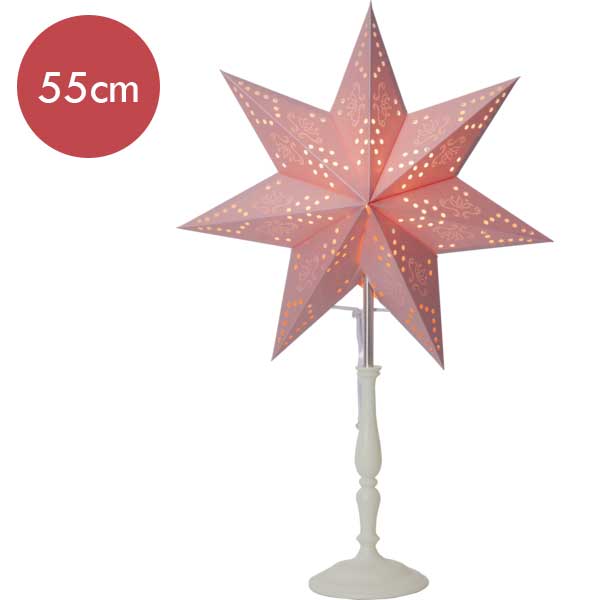 Roze sterrenlamp Romantic met E14 fitting -55cm -met stekker -Kerstdecoratie