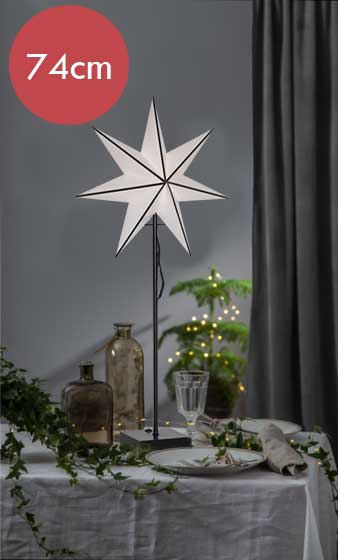 Kerstster Astro- batterij -74cm -Zwart Wit -lichtkleur: Warm Wit -Werkt op batterijen -Met timer functie -Kerstdecoratie