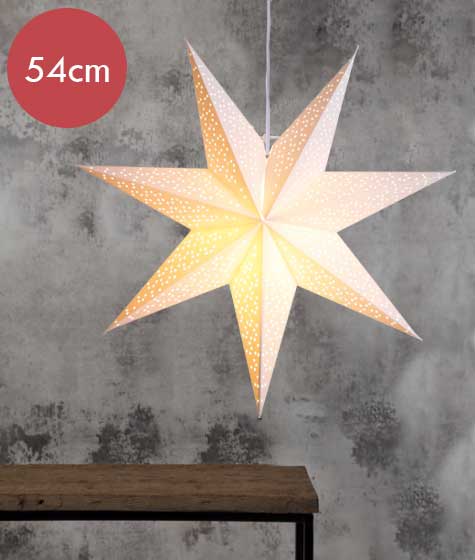 Papieren Kerstster Dot- 54cm -lichtkleur: Warm Wit -met stekker -Kerstdecoratie