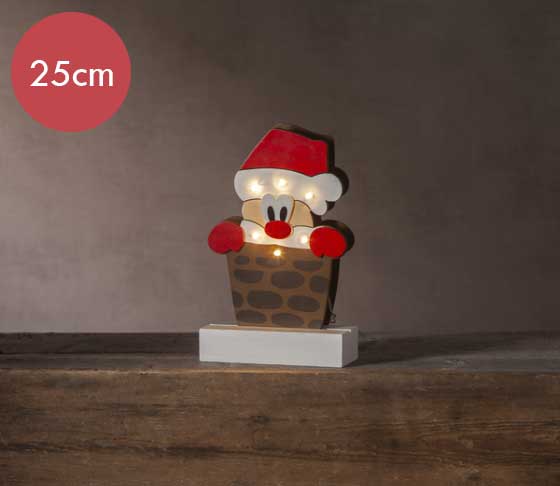 Kerstpoppetje Freddy- 25cm -lichtkleur: Warm Wit -Werkt op batterijen -Met timer functie -Kerstdecoratie