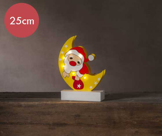Kerstmannetje Freddy- 25cm -lichtkleur: Warm Wit -Werkt op batterijen -Met timer functie -Kerstdecoratie