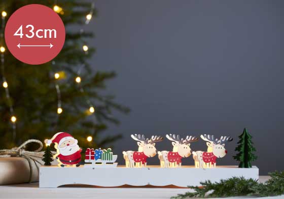 Rudolfslee LED -43cm -lichtkleur: Warm Wit -Werkt op batterijen -Met timer functie -Kerstdecoratie