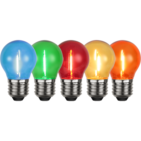 Filament LED, E27, 5- Pack  -Diverse kleuren -Dimbaar met schakelaar - , Voor prikkabel