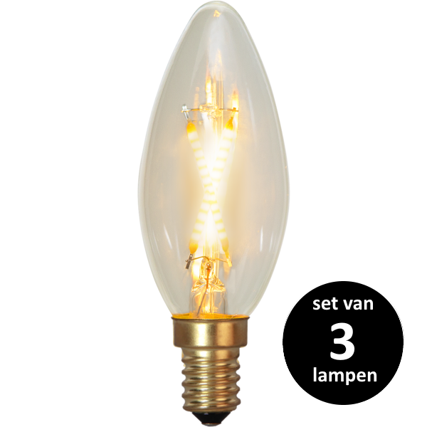 Soft Glow Kaarslamp - E14 - 0,5W -Super Warm Wit (< 2200K) -Niet dimbaar  - set van 3