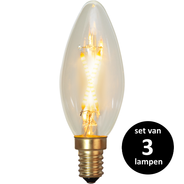Soft Glow Kaarslamp - E14 - 0,5W -Super Warm Wit (< 2200K) -Niet dimbaar - set van 3 Soft Glow Kaarslamp - E14 - 0,5W -Super Warm Wit (< 2200K) -Niet dimbaar - set van 3