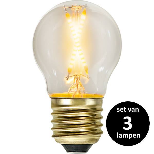 Soft Glow Kogellamp - E27 - 0,5W  -Super Warm Wit (< 2200K) -Niet dimbaar   - set van 3