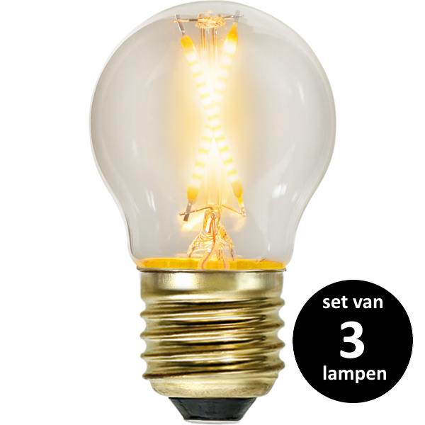 Soft Glow Kogellamp - E27 - 0,5W -Super Warm Wit (< 2200K) -Niet dimbaar - set van 3 Soft Glow Kogellamp - E27 - 0,5W -Super Warm Wit (< 2200K) -Niet dimbaar - set van 3