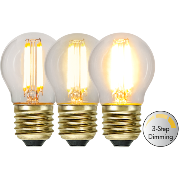 3 standen kogel led lamp  - 4W -Super Warm Wit (< 2200K) -Dimbaar met schakelaar -3 step dimming