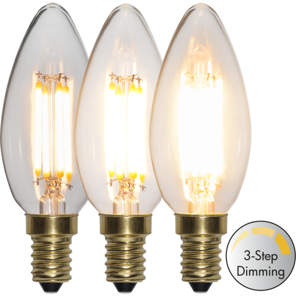 3 standen kaars led lamp  - 4W -Super Warm Wit (< 2200K) -Dimbaar met schakelaar -3 step dimming