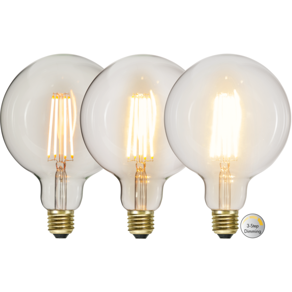 3 standen G125 lamp  - 6.5W -Super Warm Wit (< 2200K) -Dimbaar met schakelaar -3 step dimming