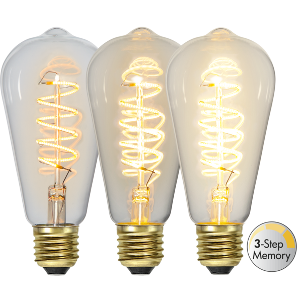 Star Trading LED Edison lamp lichtbron - E27 - 3 standen lamp - Super Warm Wit <2200K - 4 Watt - vervangt 35W Halogeen