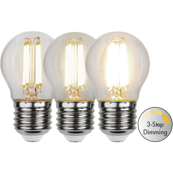 3 standen kogel led lamp  - 4W -Warm Wit (3000K) -Dimbaar met schakelaar -3 step dimming