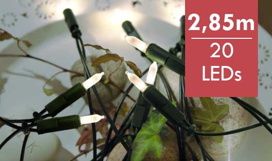 LED kerstverlichting -20 lampjes 285cm -lichtkleur: Warm Wit -met stekker -Kerstdecoratie