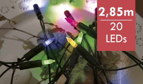 RGB kerstverlichting -20 lampjes 285cm -lichtkleur: RGB -met stekker -Kerstdecoratie