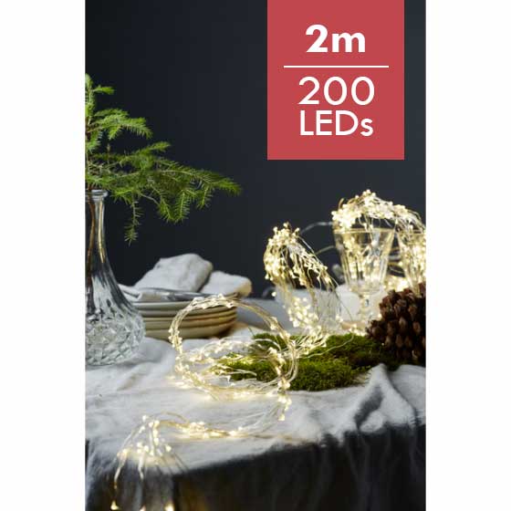 LED dauwdruppel -Zilver 200cm -lichtkleur: Warm Wit -met stekker -Kerstdecoratie