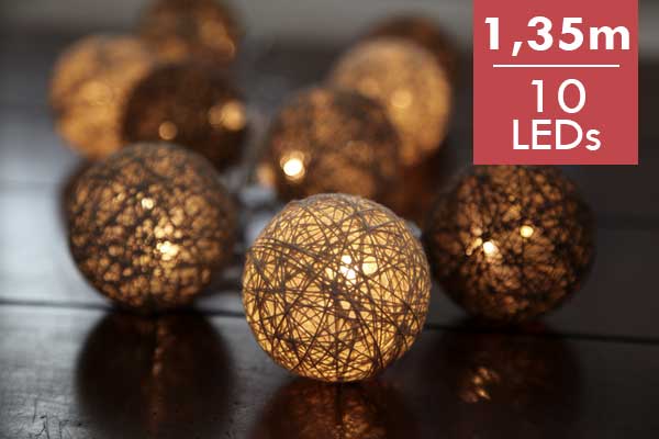 LED ketting Jolly- Beige bruin -lichtkleur: Warm Wit -met stekker -Kerstdecoratie