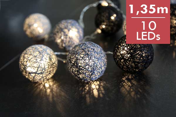 LED ketting Jolly -Zwart Grijs -lichtkleur: Warm Wit -met stekker -Kerstdecoratie