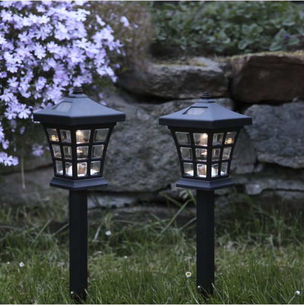 Solar Priklampen -Zwart -Set van 2 -33CM -Zonne-Energie