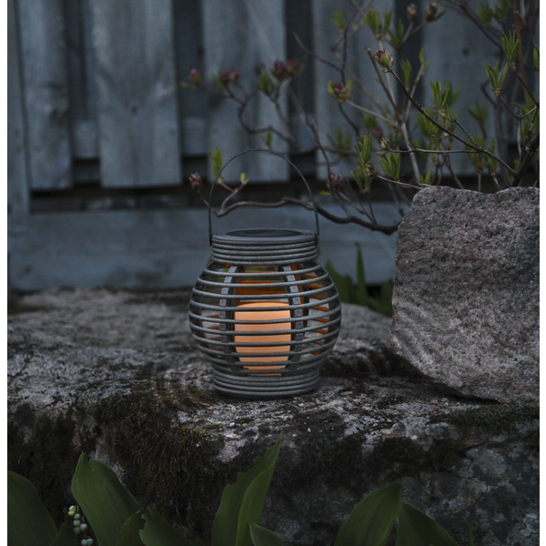 Solar Lantaarn -Grijs -Kaarslicht -16CM -Zonne-Energie