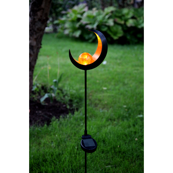 Solar Tuinverlichting decoratie  Maan Melilla Warm Wit licht -Amber  -65 cm hoog