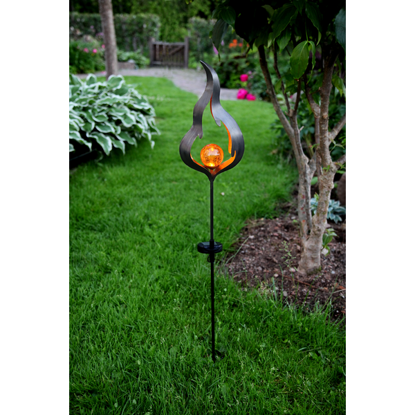 Solar Tuinverlichting decoratie  Vlam Melilla Wit licht -Amber  -16 cm hoog