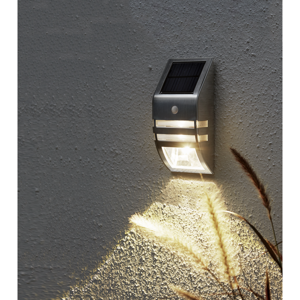 Solar Wandlamp -Zilver -Warm Wit -17CM -Beweginsmelder