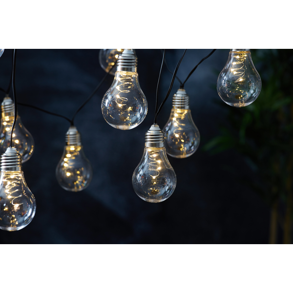 Solar Lichtsnoer 190cm met 10 lampjes -Warm Wit -Tuinverlichting