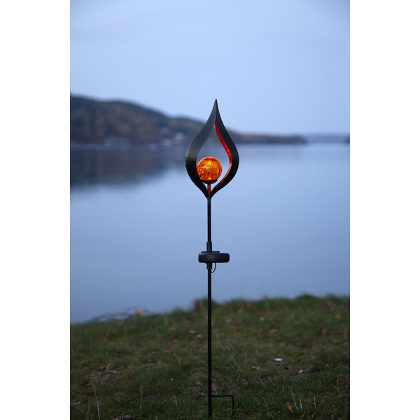 Solar Tuinverlichting decoratie  Vlam Melilla Warm Wit licht -Zwart  -16 cm hoog