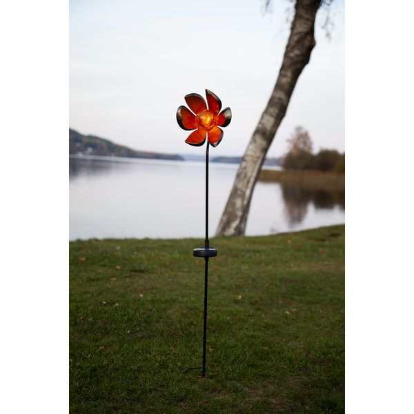 Solar Tuinverlichting decoratie  Bloem Melilla Amber licht -Zwart  -84 cm hoog