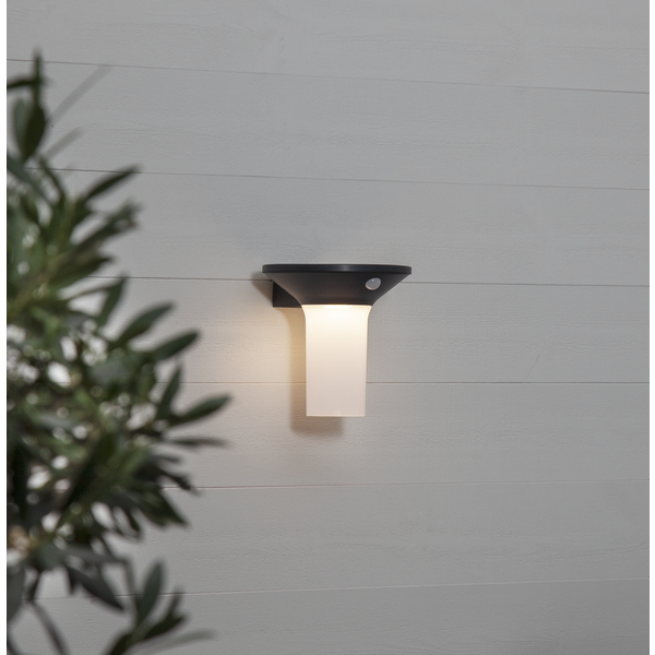 Solar Wandlamp -Antraciet -Warm Wit -16CM -Beweginsmelder