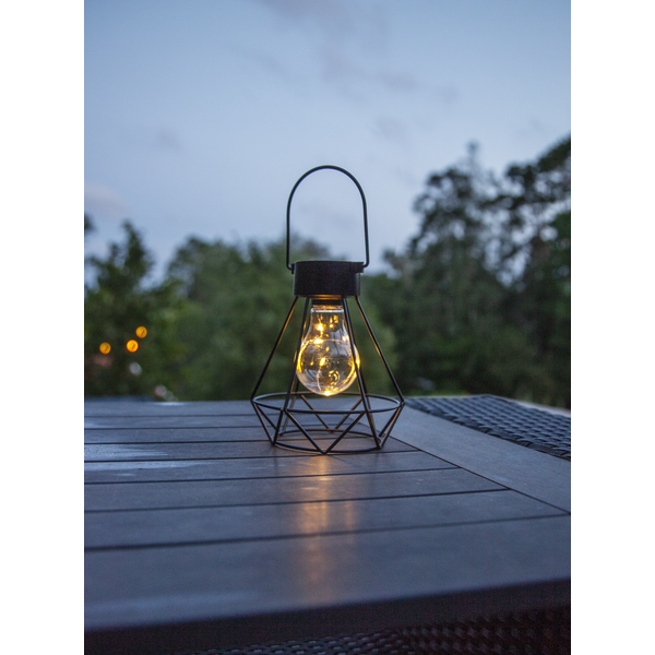 Solar Lantaarn -Zwart -Warm Wit -15,5CM -Zonne-Energie