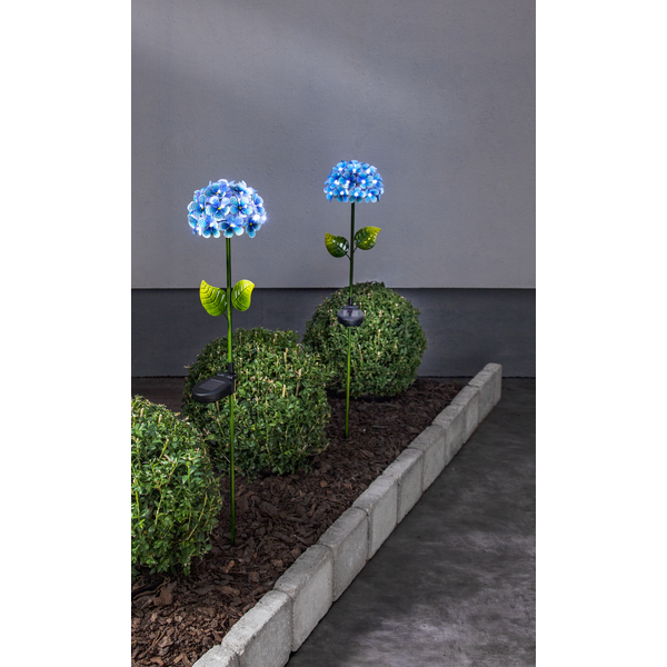 Solar Tuinverlichting decoratie  Hortensia Blauw Warm Wit licht -Blauw  -84 cm hoog