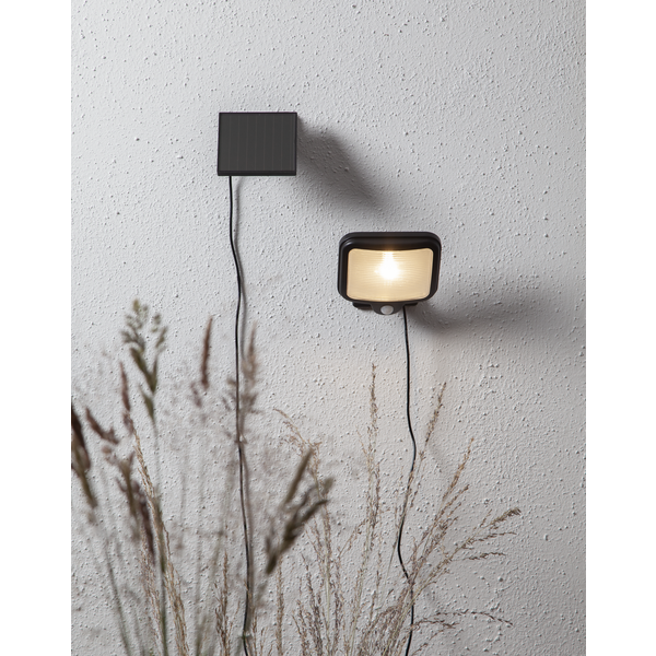 Solar Wandlamp -Zwart -Warm Wit -14CM -Beweginsmelder