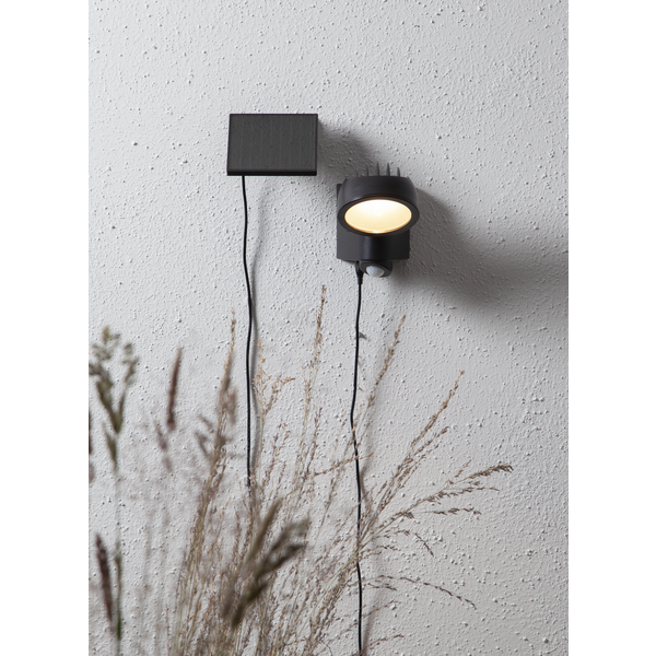 Solar Wandlamp -Zwart -Warm Wit -19CM -Beweginsmelder