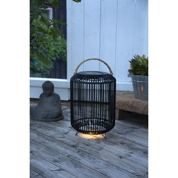 Solar Windlicht -Zwart -Warm Wit -48CM -Zonne-Energie