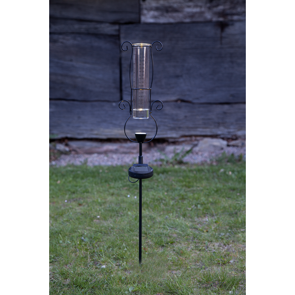 Solar Tuinverlichting decoratie  Regenmeter Amber licht -Zwart  -85 cm hoog