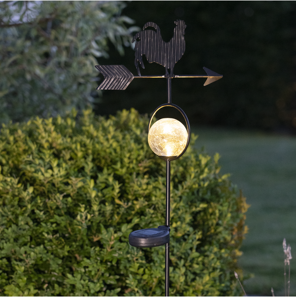 Solar Tuinverlichting decoratie  Windwijzer Warm Wit licht -Zwart  -52 cm hoog
