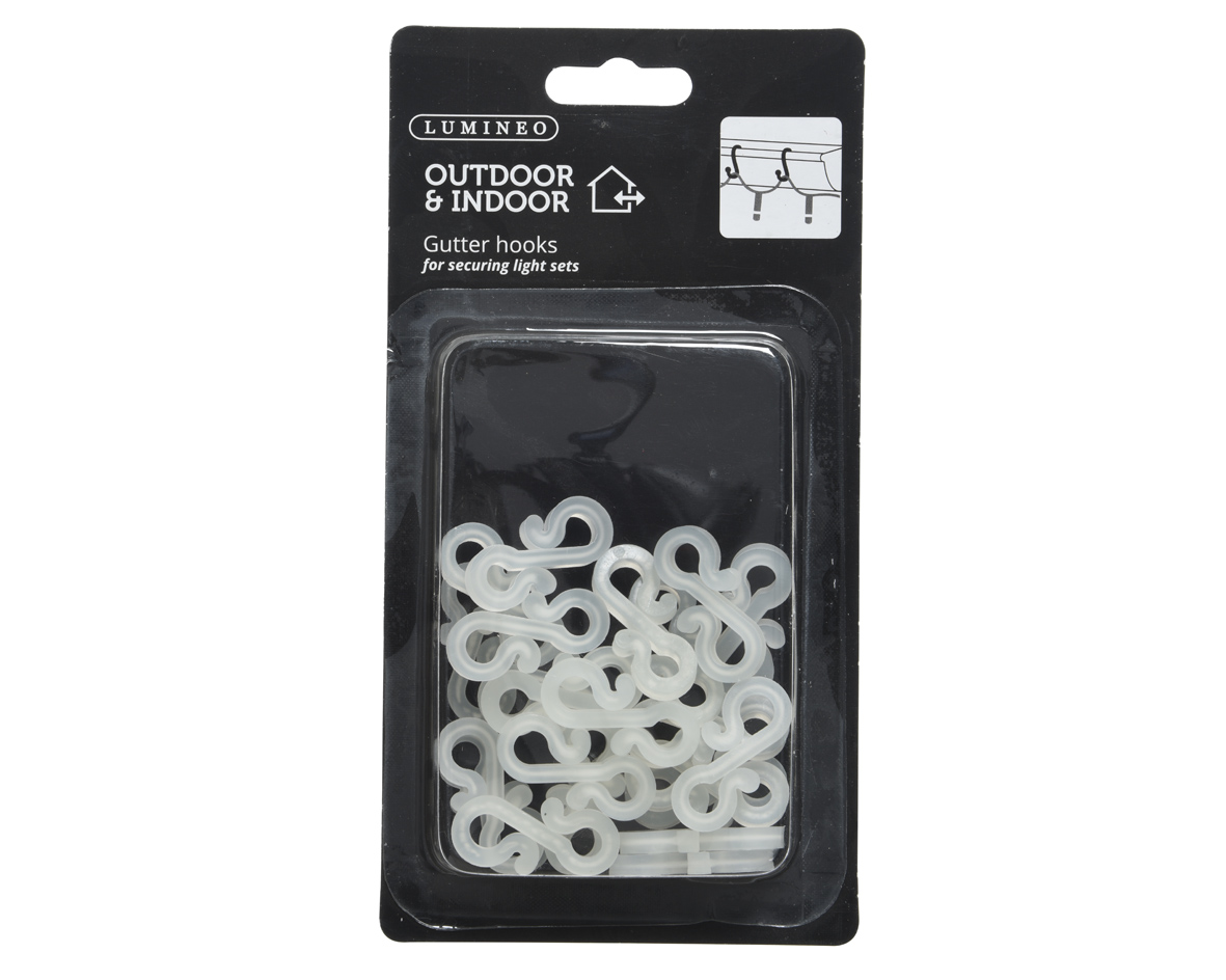Dakgoothaakjes 3,5 x 1,8CM wit voor lichtstring – set van 24 stuks -Ook geschikt voor buiten -Kerstdecoratie