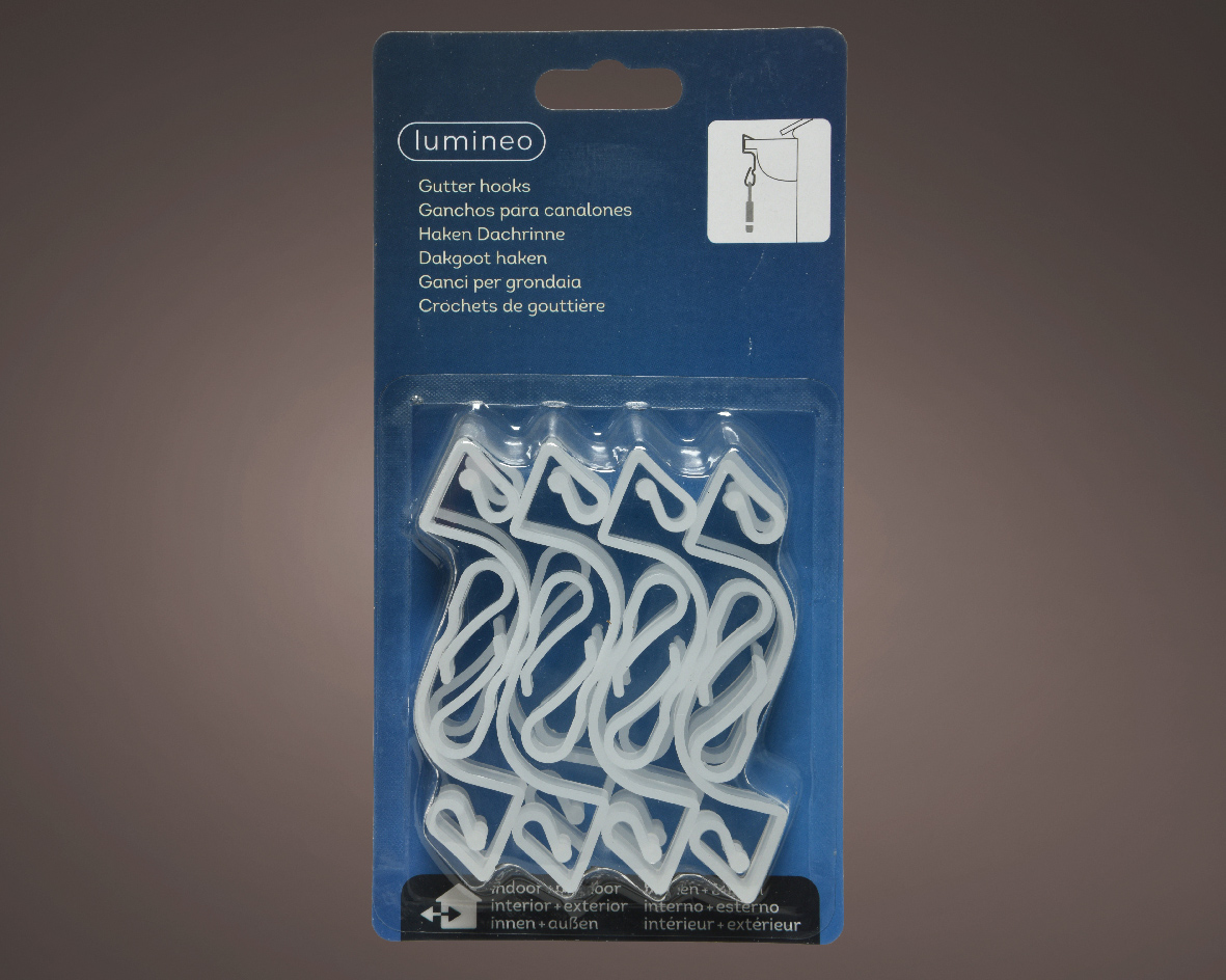 Dakgoothaakjes 7 x 1,2CM wit voor lichtstring – set van 16 stuks -Ook geschikt voor buiten -Kerstdecoratie