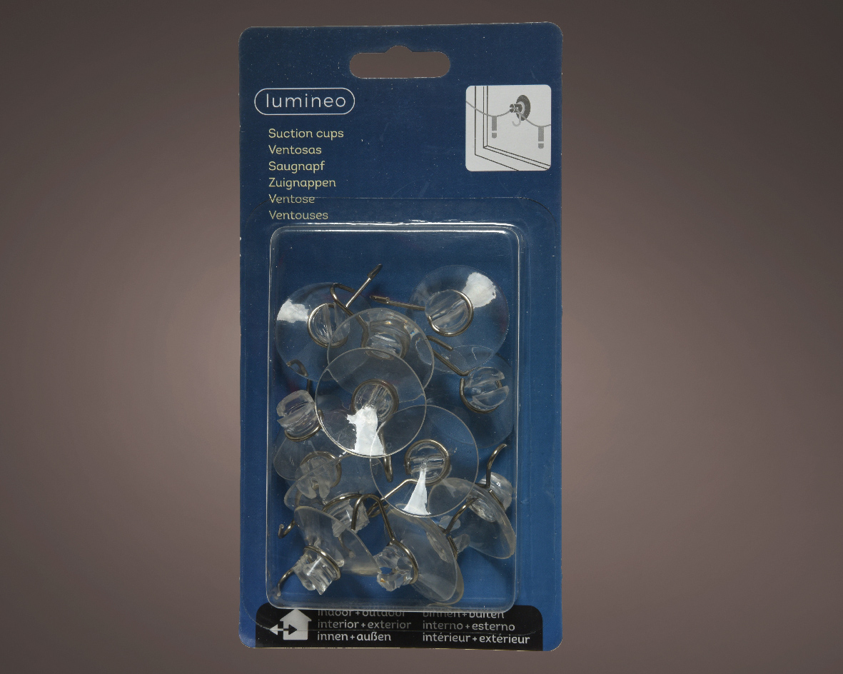 Zuignap met haakje voor lichtstring of Kerstversiering – set van 12 -ø 3,5cm -Ook geschikt voor buiten -Kerstdecoratie
