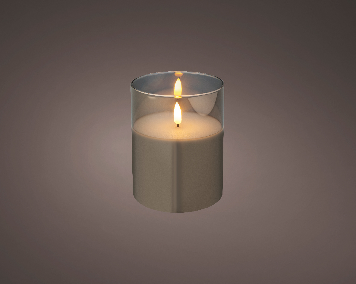 LED kaars cedar bruin met rook glas en vlam effect - 10 x 12,5cm - voor binnen LED kaars cedar bruin met rook glas en vlam effect - 10 x 12,5cm - voor binnen