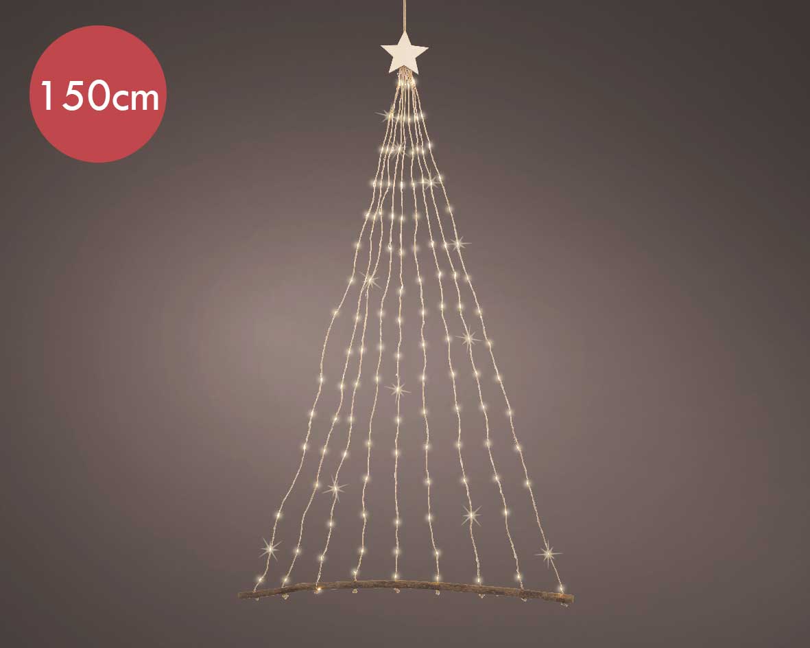 Decohanger kerstboom met 150 micro LED lampjes -150CM  -lichtkleur: Warm Wit -met stekker -Kerstdecoratie